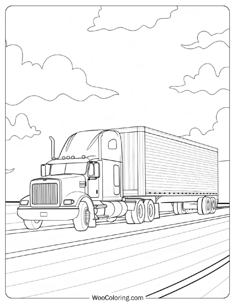 18 Wheeler Semi Truck Coloring Picture Dominating The Open Road