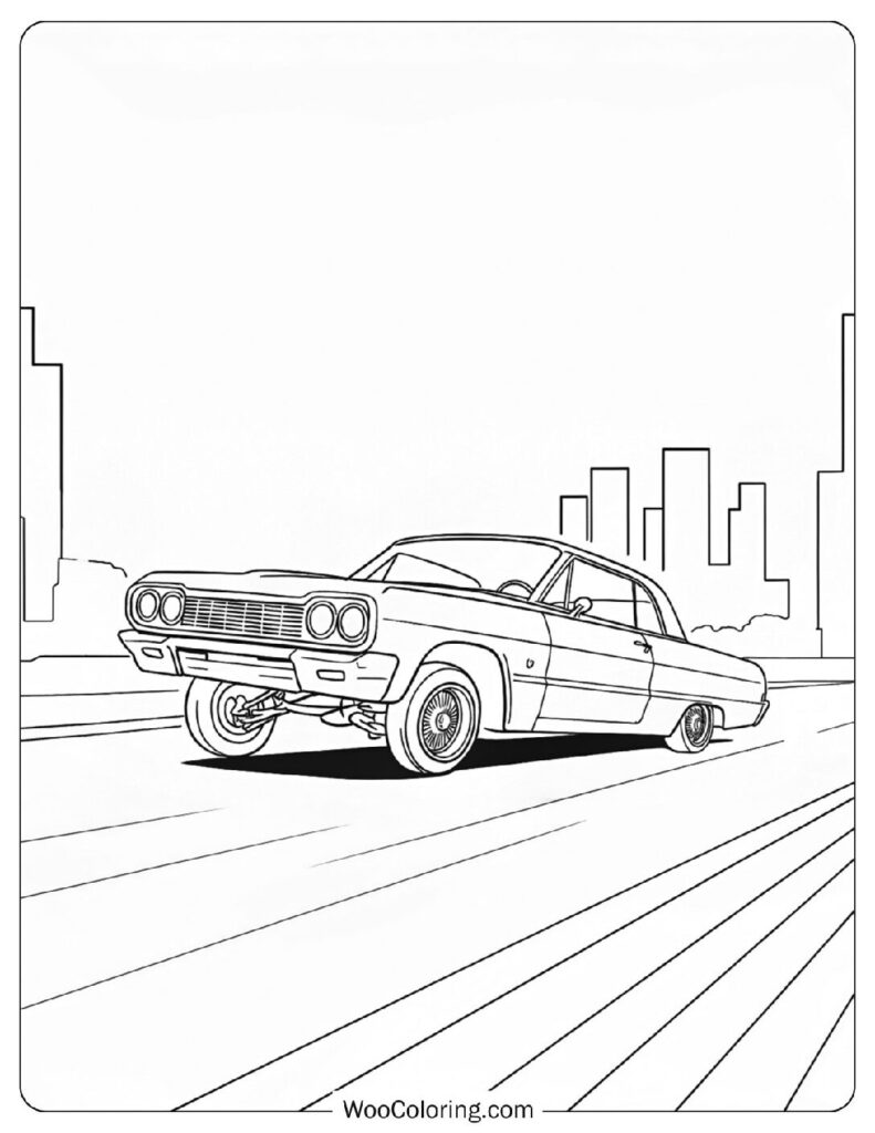 64 Impala Lowrider Coloring Page for Adults
