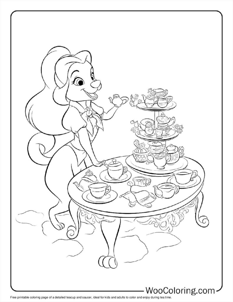 A Tea with Teacup To Color