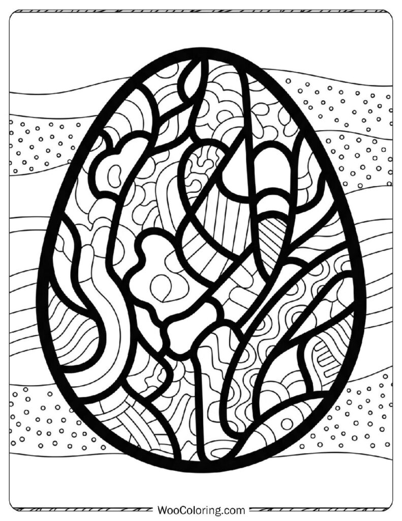Abstract Modern Art Easter Egg Design Coloring Sheet for Kids