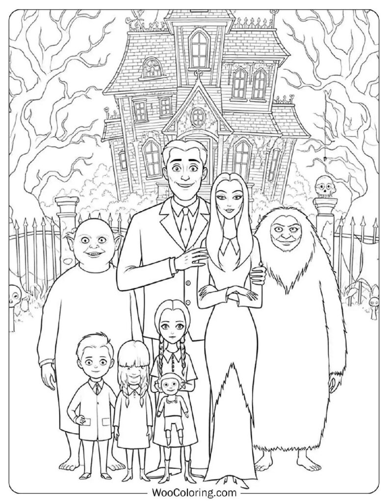 Addams Family Portrait coloring page