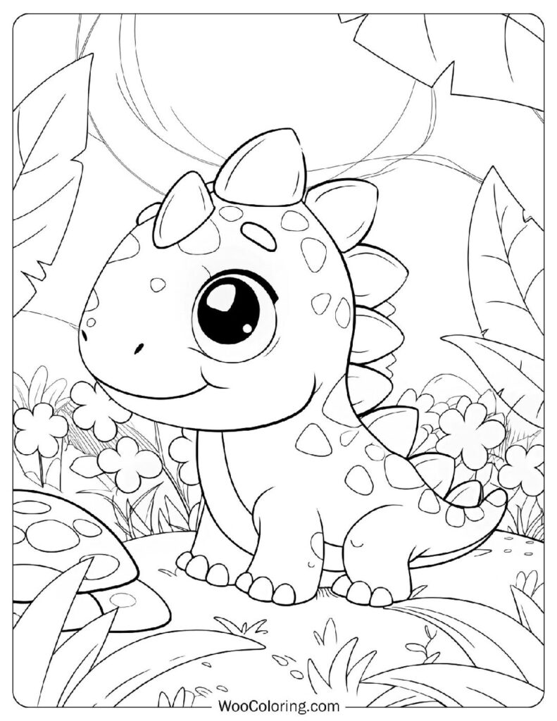 Adorable Baby Dino in the Garden