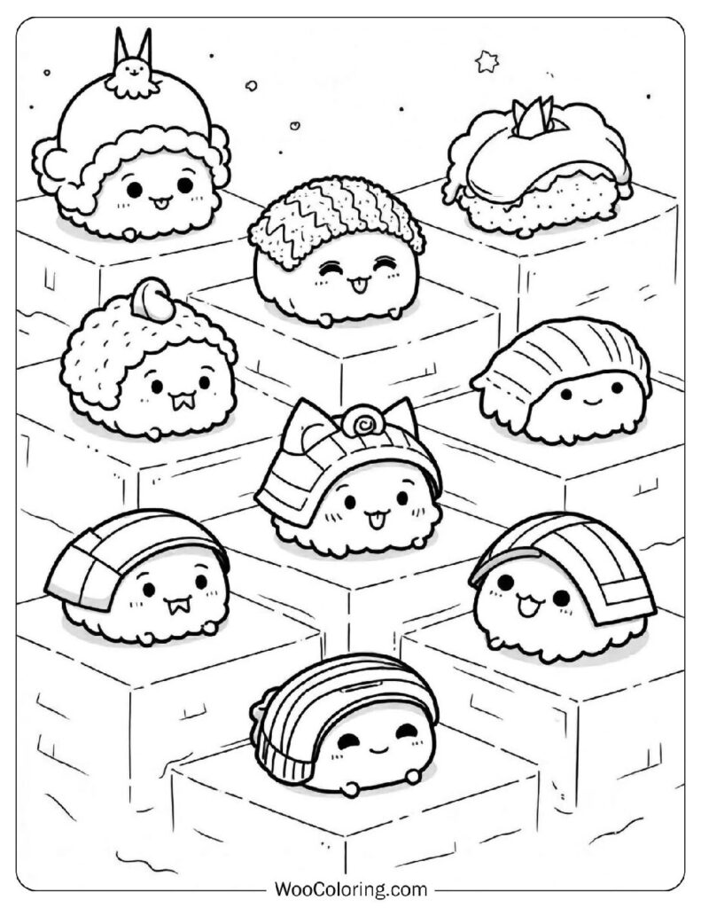 22 Sushi Coloring Pages  Free PDF To Print  - 49