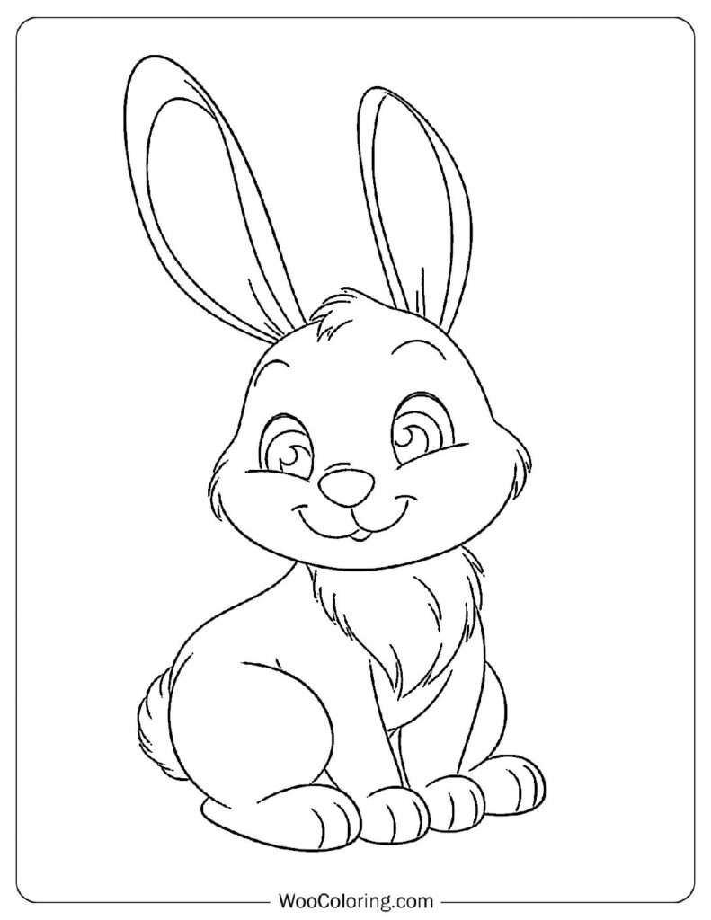 Adorable Rabbit Resting Coloring Page For Kids