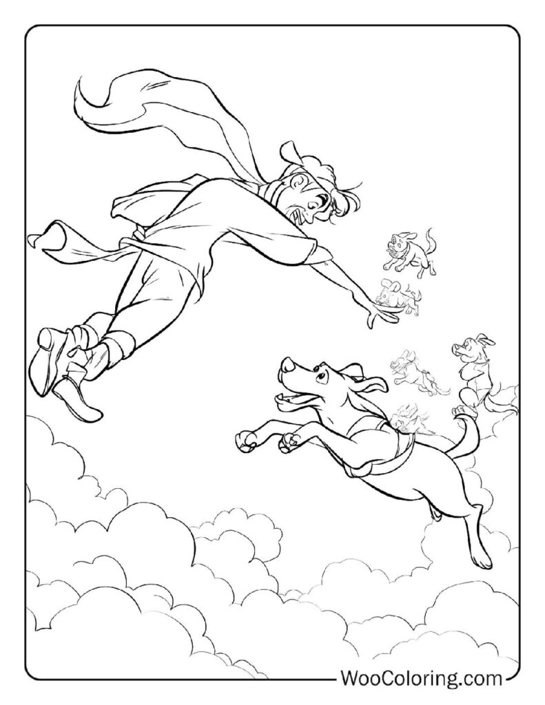 Aerial Dog Battle Coloring In For Kids