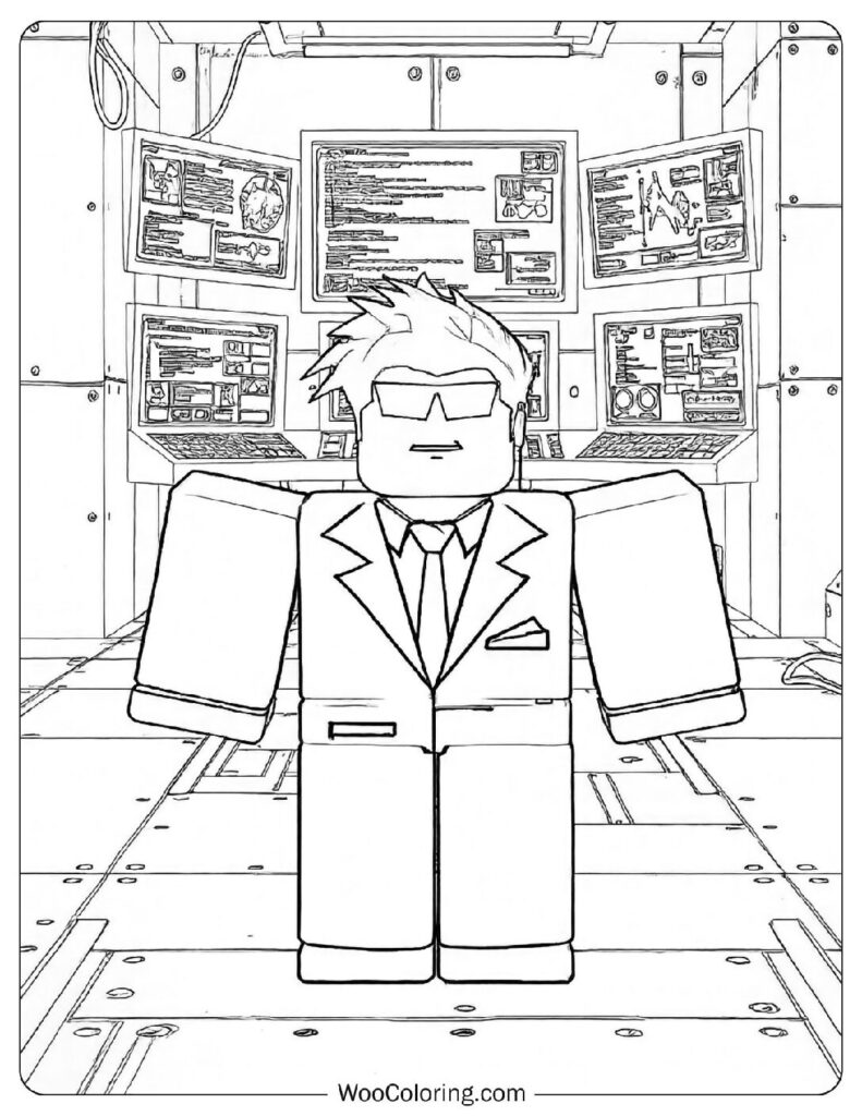 Agent Roblox Character Secret Spy Disguise from Brookhaven RP Coloring Page