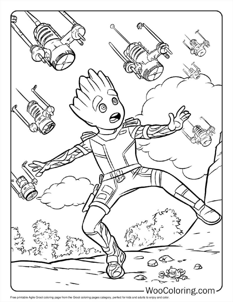 Agile Groot Coloring Page