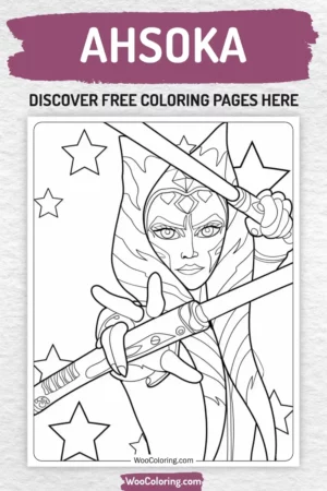 Ahsoka coloring pages designs for kids