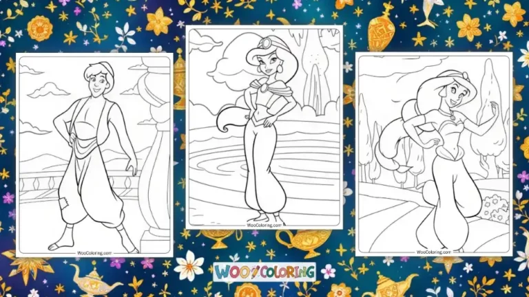 Aladdin & Jasmine Coloring Pages Design Image