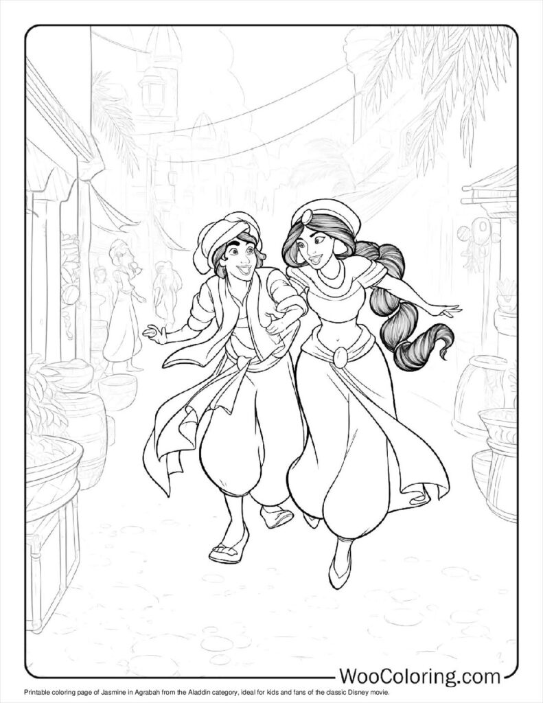 Aladdin Shows Jasmine Agrabah Coloring In For Kids