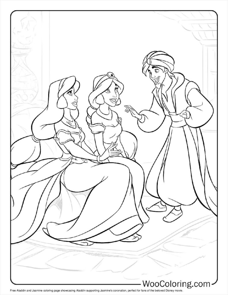 Aladdin Supports Jasmine’s Coronation Coloring Page