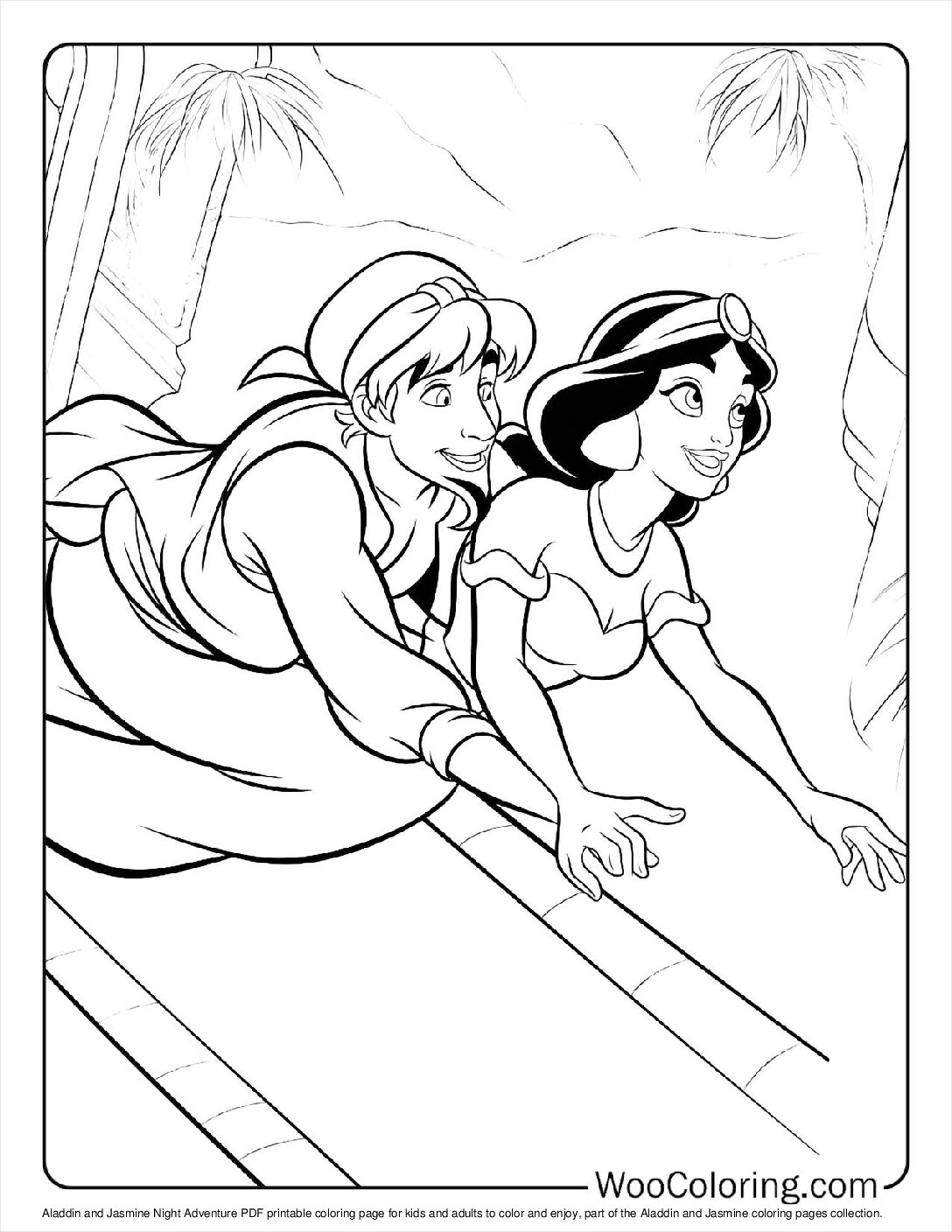 100+ Aladdin & Jasmine coloring pages (Free PDF To Print) | Woo Coloring