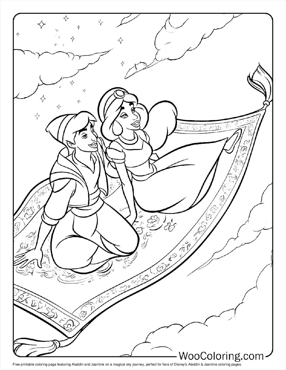 100+ Aladdin & Jasmine coloring pages (Free PDF To Print) | Woo Coloring