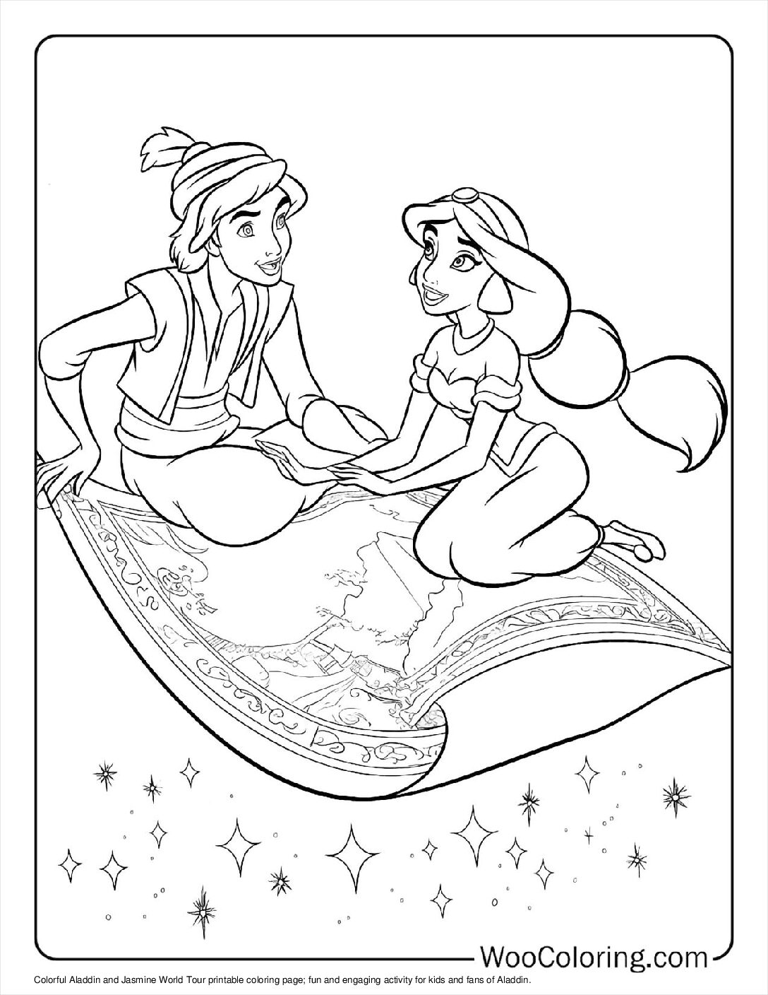 100+ Aladdin & Jasmine coloring pages (Free PDF To Print) | Woo Coloring