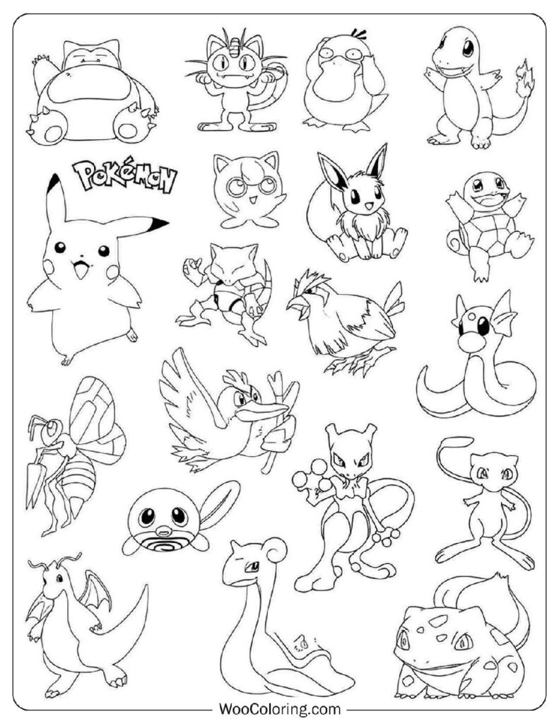 All Classic Pokémon Collection Coloring Page