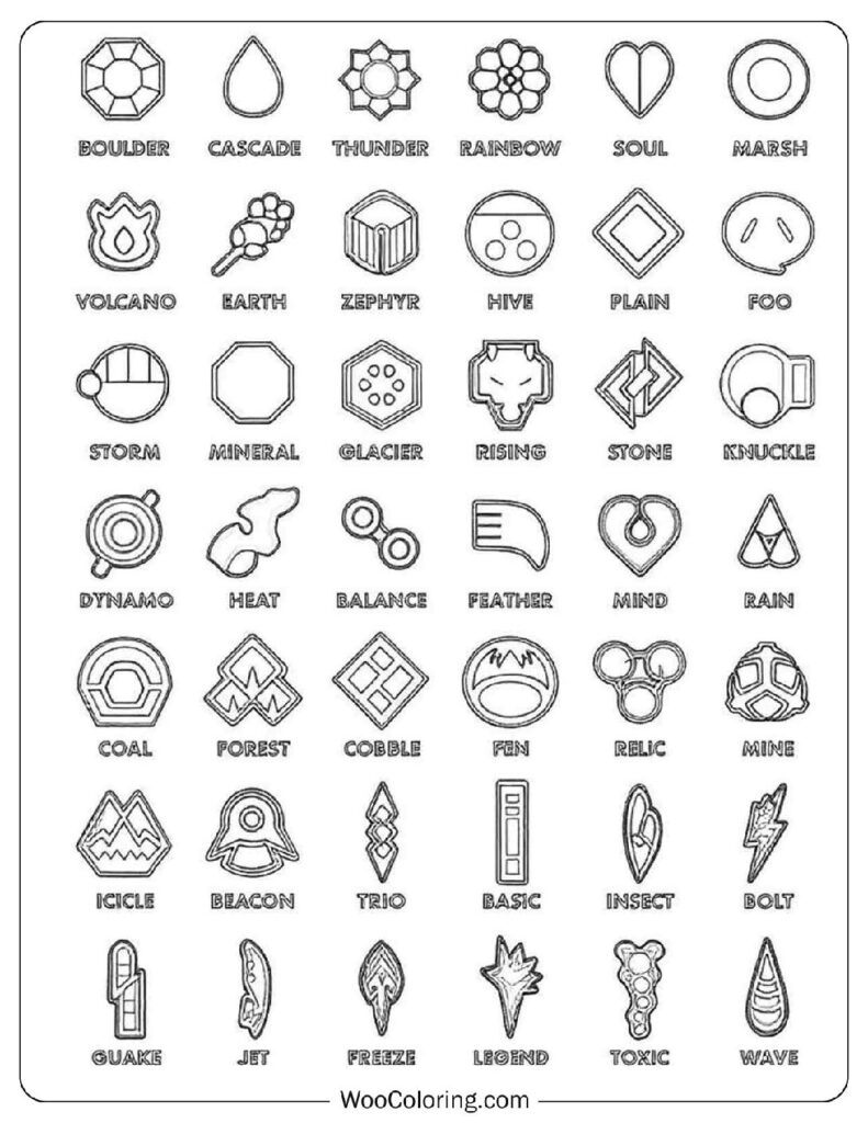 All Pokémon Gym Badges to Color