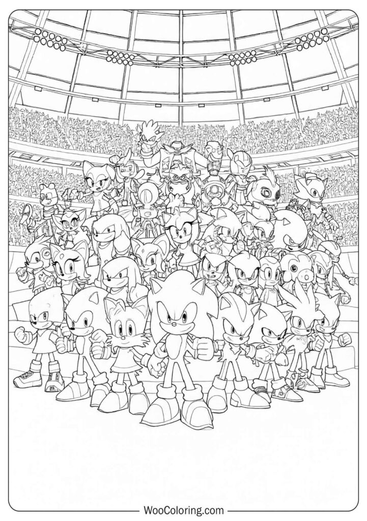 All Sonic Characters Lineup gathered in a dynamic group portrait with every major hero and rival standing side by side