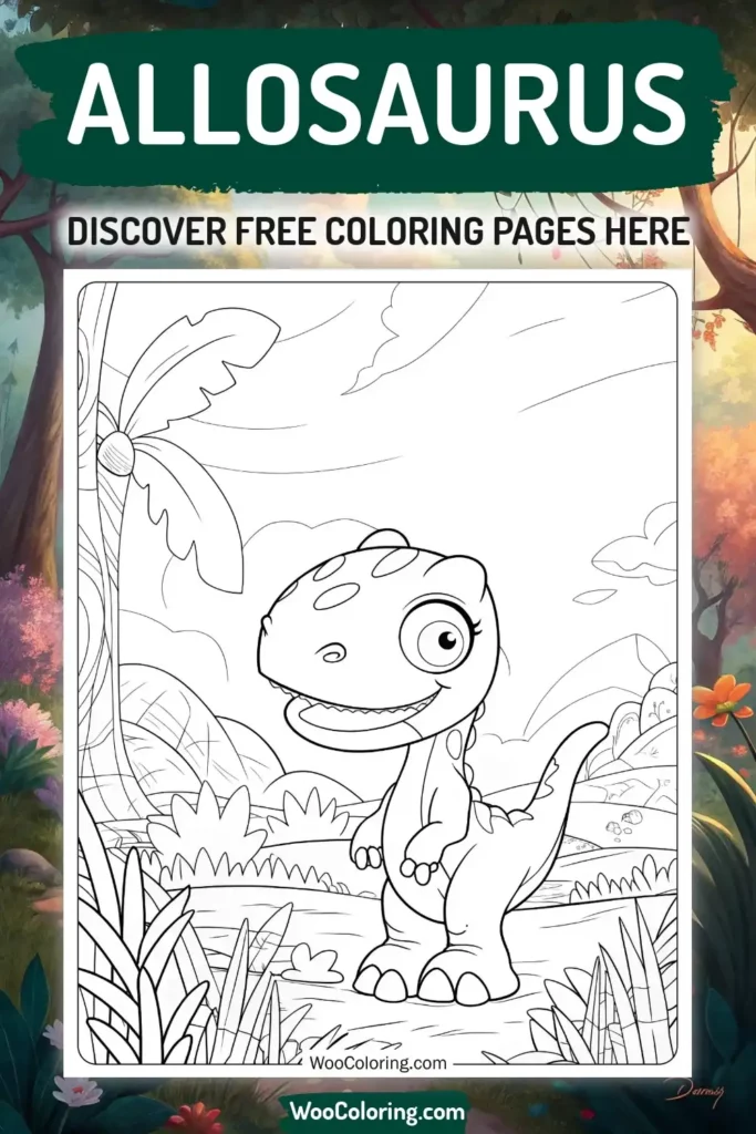 Allosaurus coloring pages designs with Disnosaur