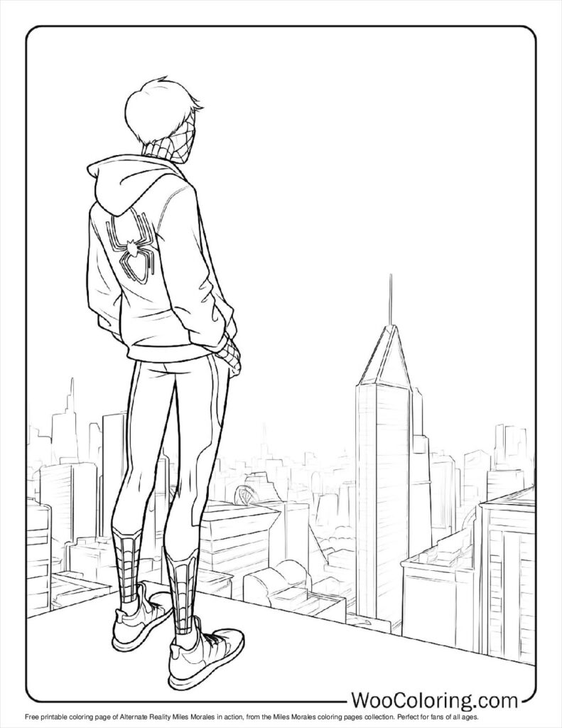 Alternate Reality Miles Morales Coloring Page For Kids