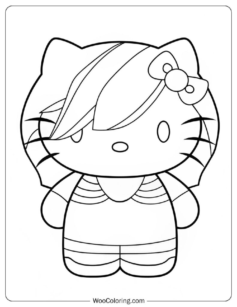 Alternative Emo Hello Kitty Coloring Page For Preschoolers