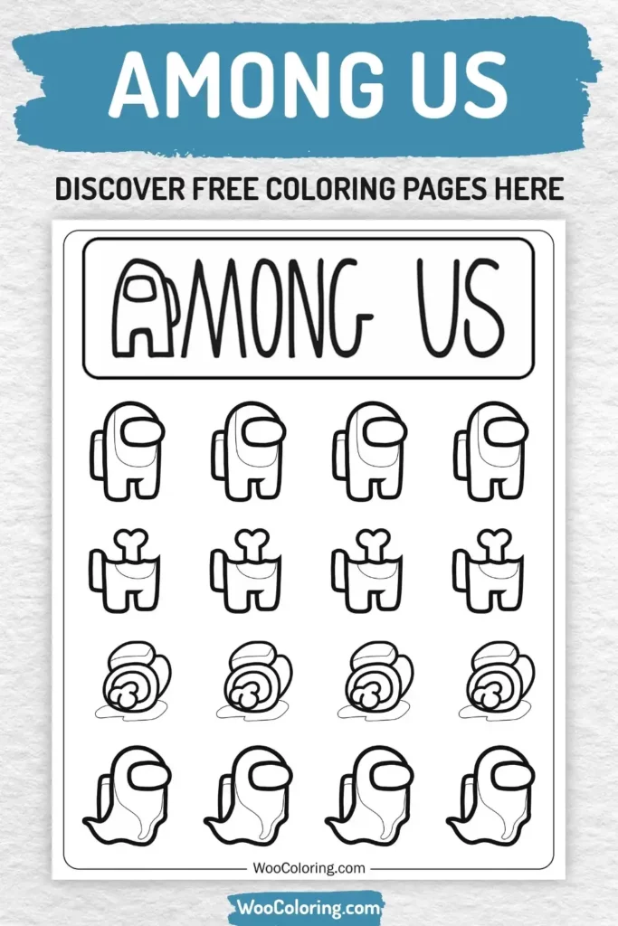 Among Us coloring pages designs for boys