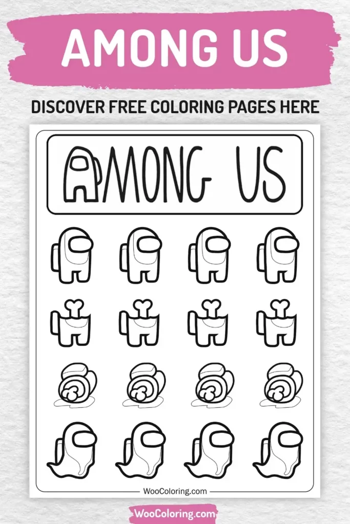 Among Us coloring pages designs for girls