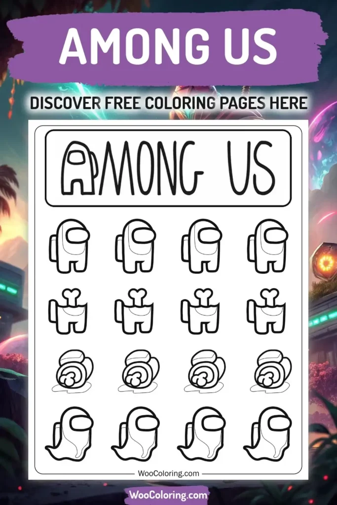 Among Us coloring pages designs from video game