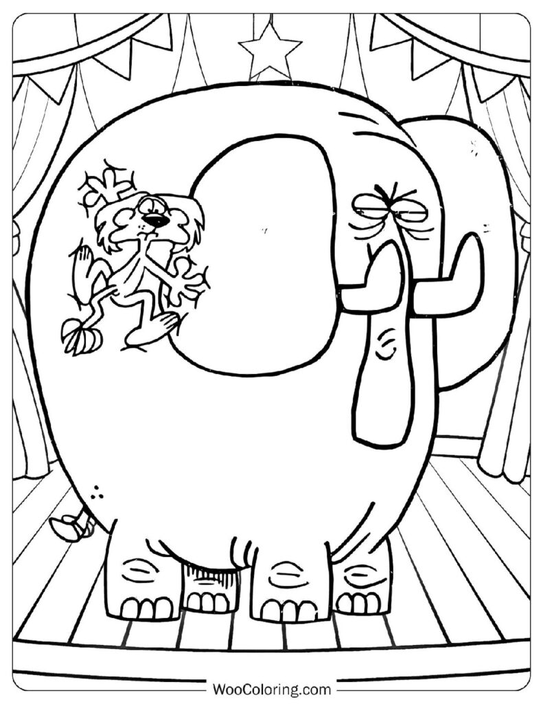 A Lion and Elephant Laughing Together under a Bright Circus Tent