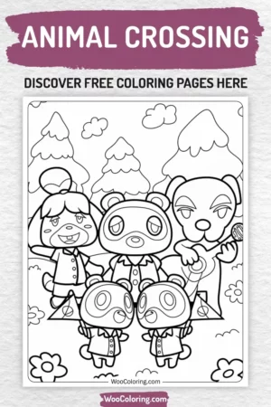 Animal Crossing coloring pages designs for kids