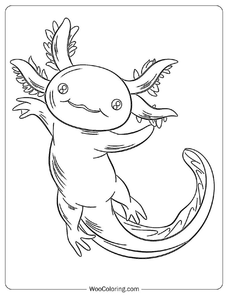 Animated Axolotl Friend Coloring Page