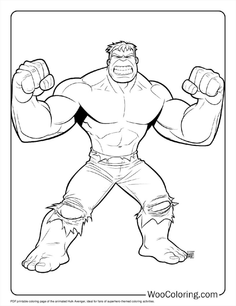 Animated Hulk Avenger Coloring Sheet