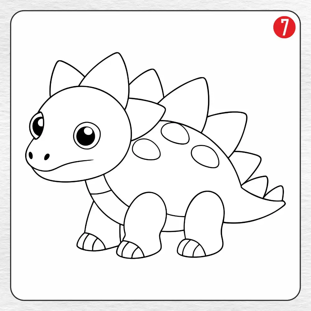 Ankylosaurus coloring page drawing step 7