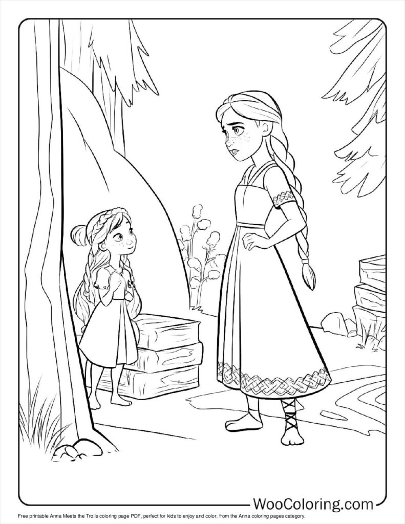 Anna Meets the Trolls To Color