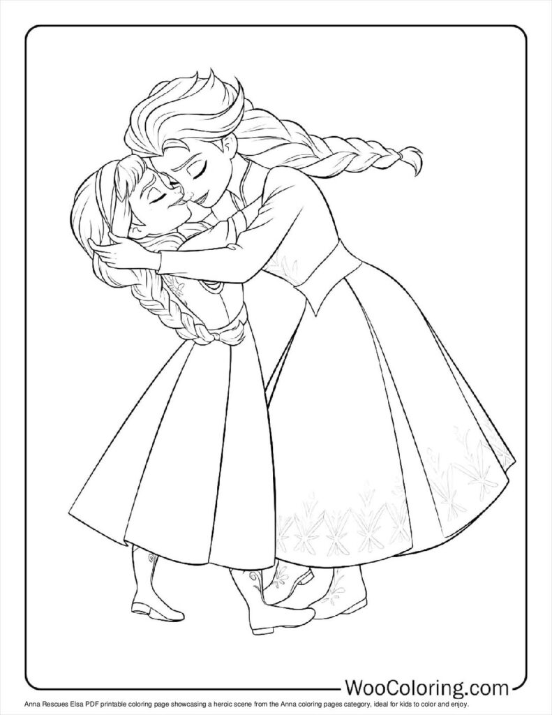 Anna Rescues Elsa Coloring Page For Kids