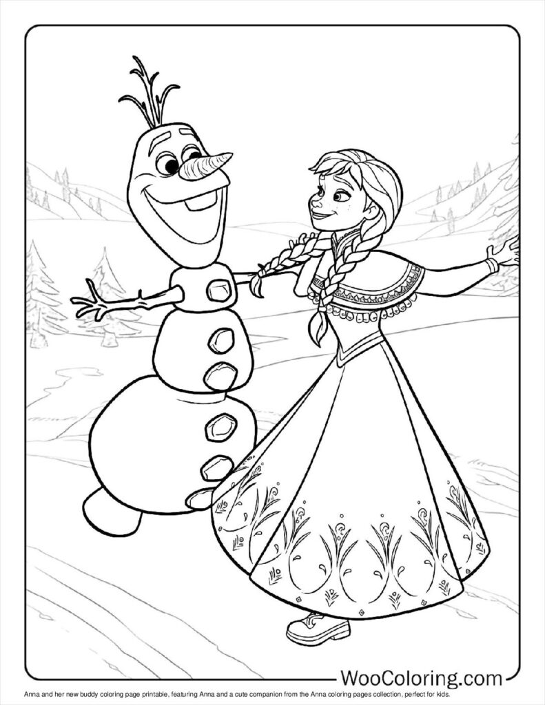 Anna and Her New Buddy Coloring Page