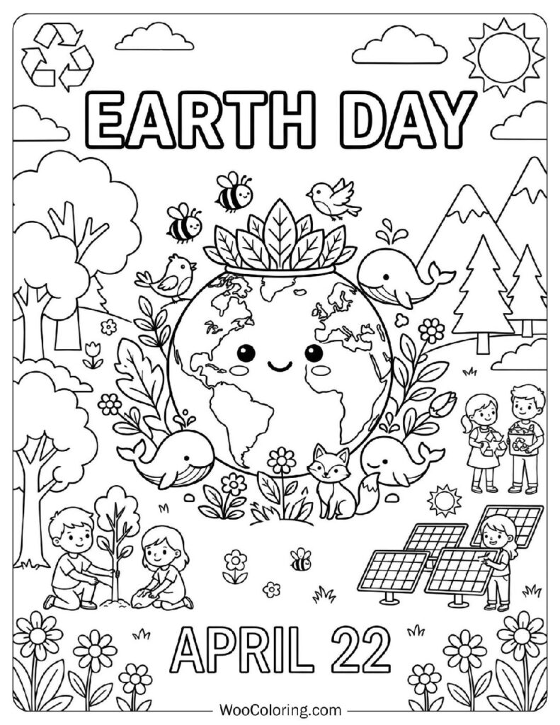 April 22 – Earth Day Coloring Sheet