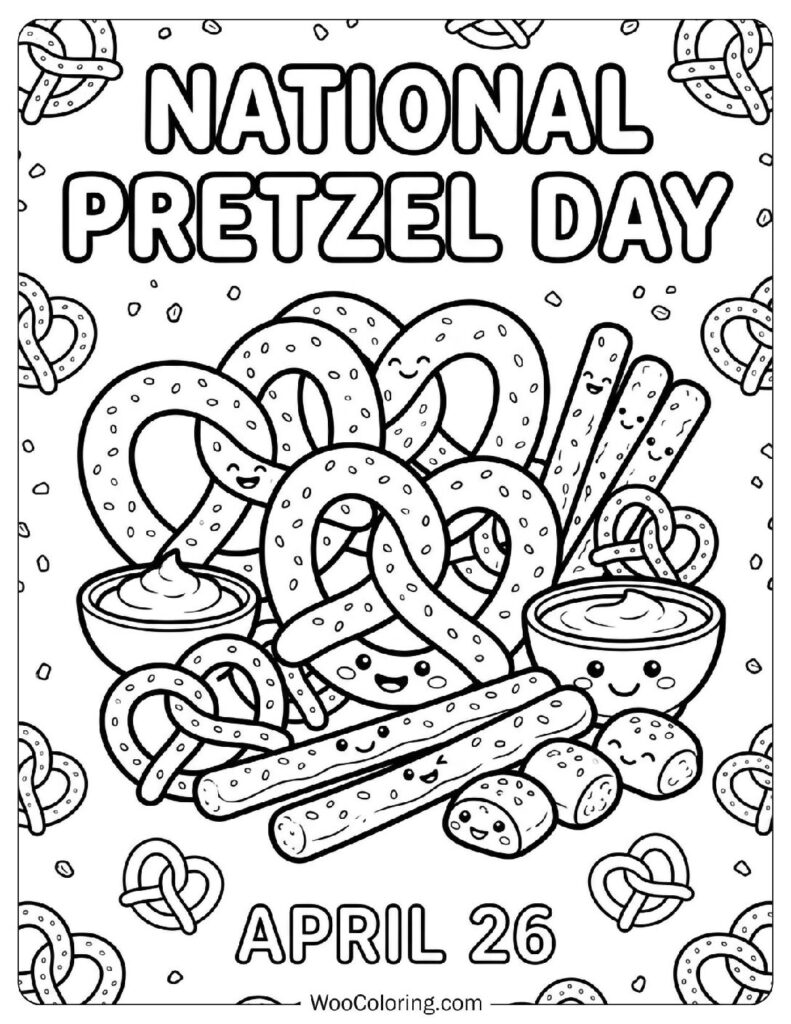 April 26 – National Pretzel Day Coloring Sheet for Preschoolers