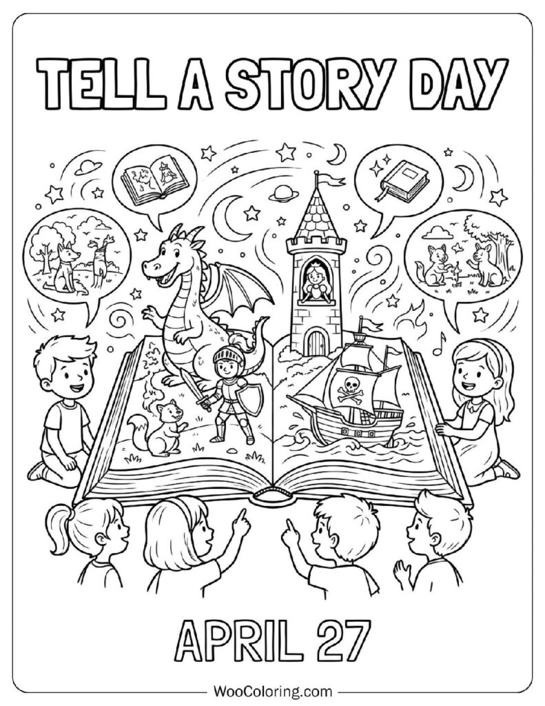 April 27 – Tell a Story Day Picture to Color