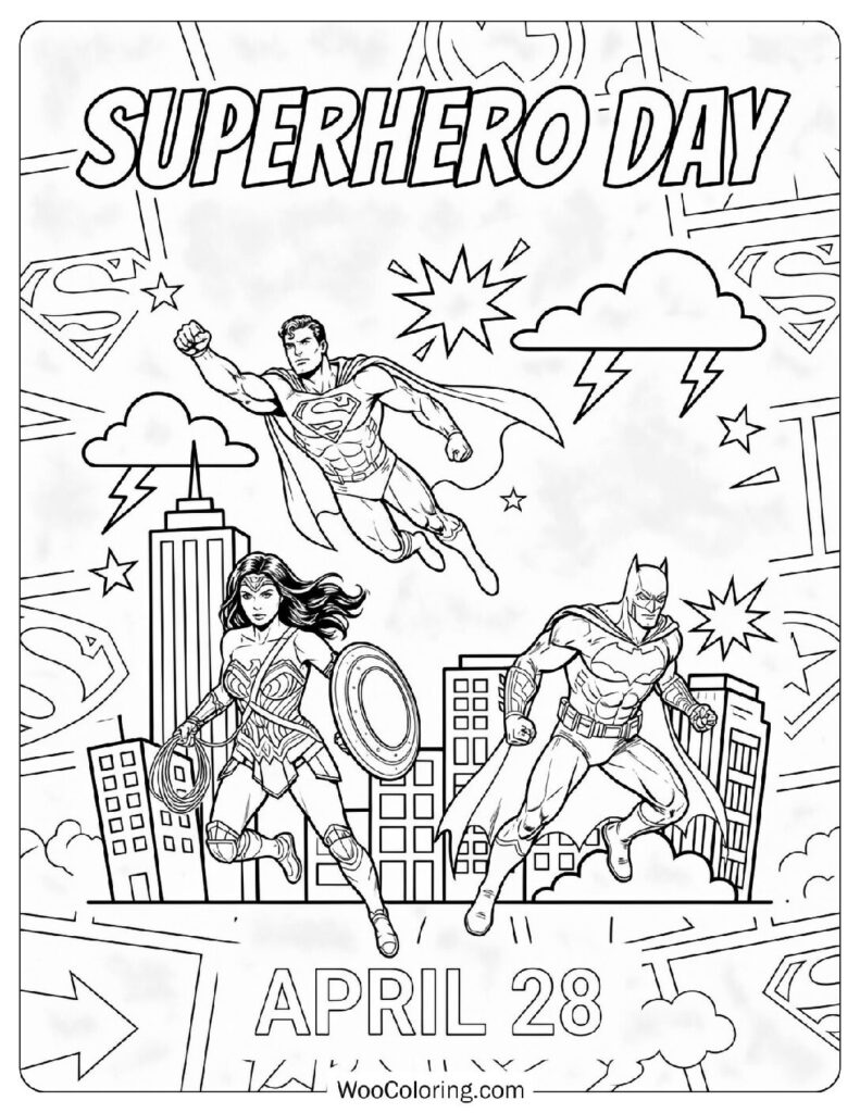 April 28 – Superhero Day Coloring Picture