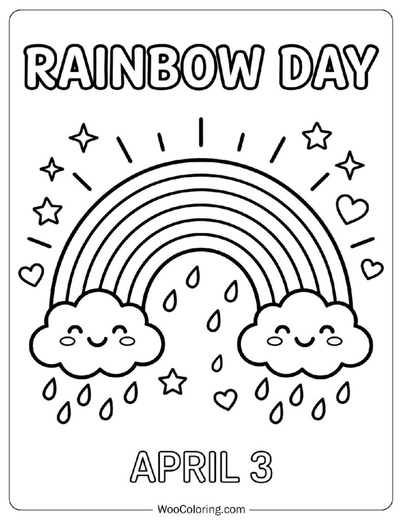 April 3 – Rainbow Day Coloring Page for Kids