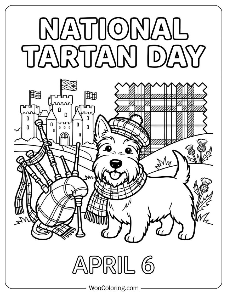 April 6 – National Tartan Day Coloring Sheet for Preschoolers