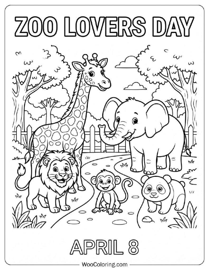 April 8 – Zoo Lovers Day Coloring Picture