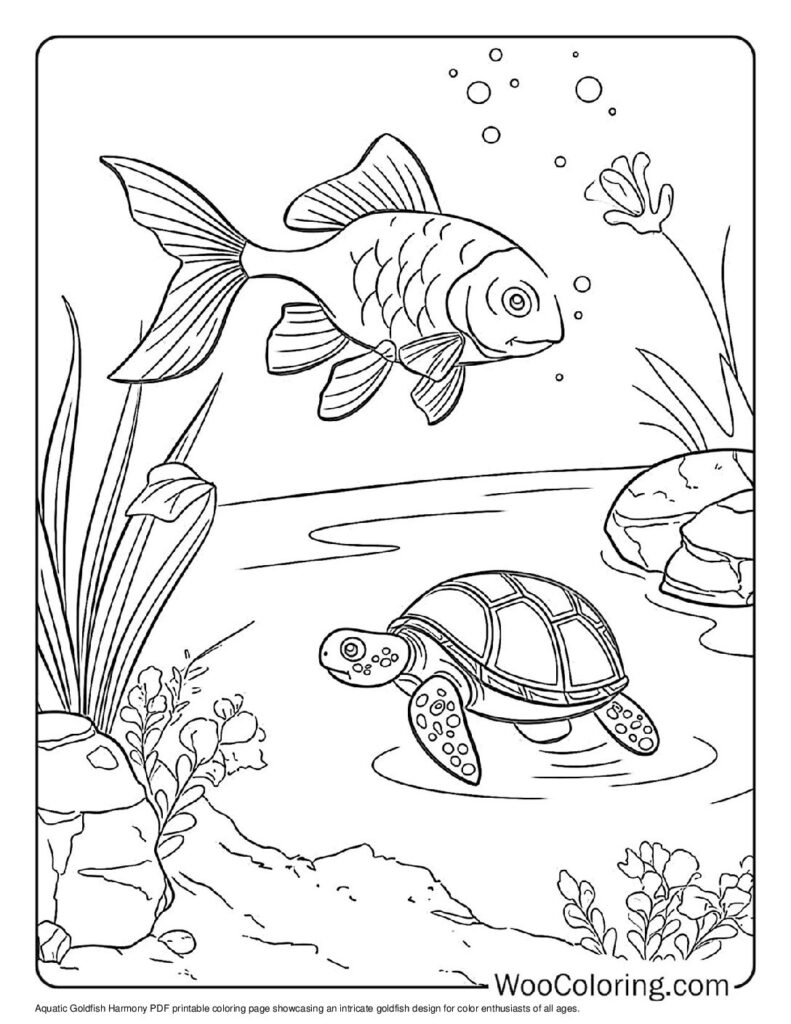 Aquatic Goldfish Harmony Coloring Sheet