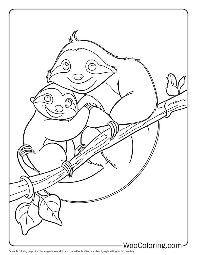 100  Sloth coloring pages  Free PDF To Print  - 9