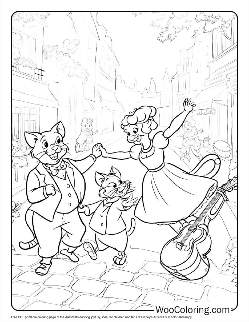 Aristocats Dancing Coloring Sheet