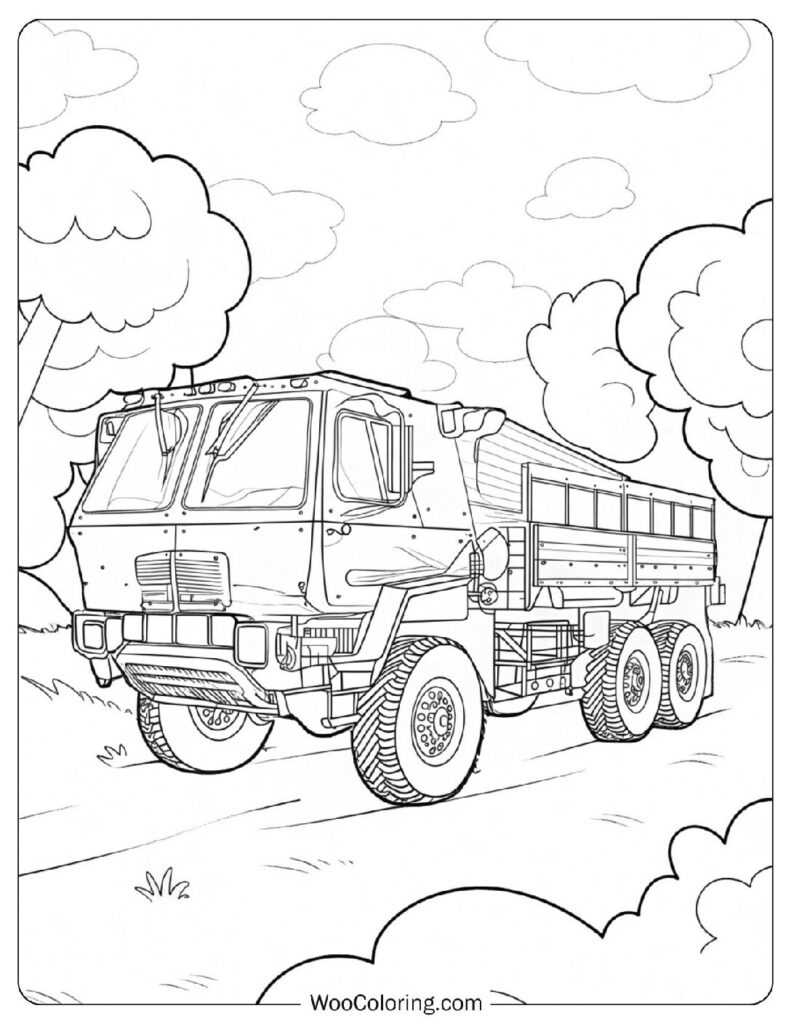 Army Truck Coloring Page For Preschoolers – Rolling Out In Rugged Style