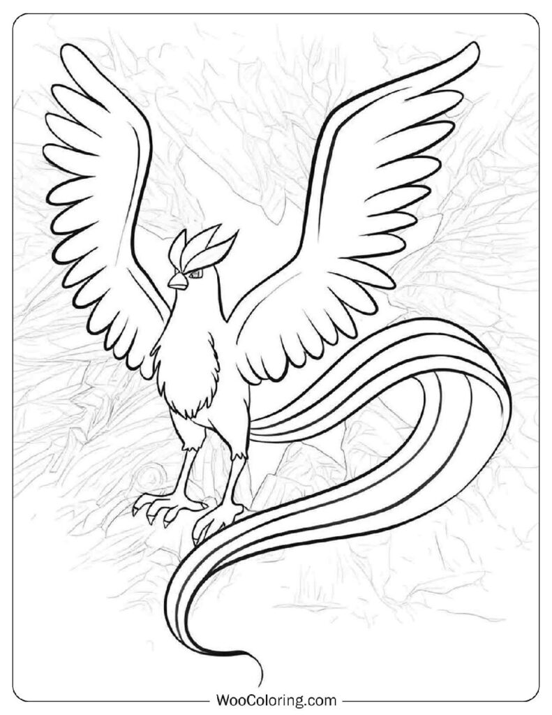 Articuno Pokémon with Frozen Aura Coloring Page for Kids