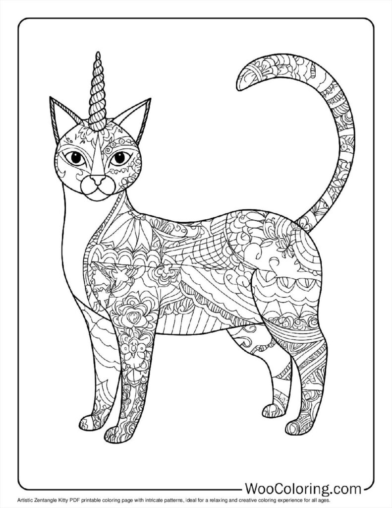 100  Unicorn Cat coloring pages  Free PDF To Print  - 68