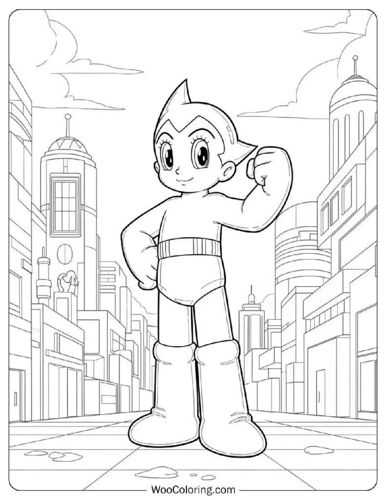 Astro Boy Robot Kid Hero Coloring Page