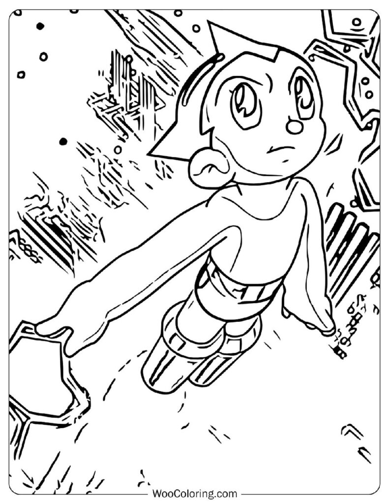 Astro Boy – The Pioneer of Anime and Protector of Humanity Coloring Page For Preschoolers